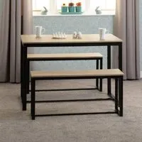 Logan Dining Table with 2 Benches - Sonoma Oak