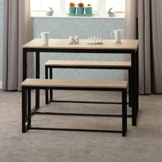 Logan Dining Table with 2 Benches - Sonoma Oak image