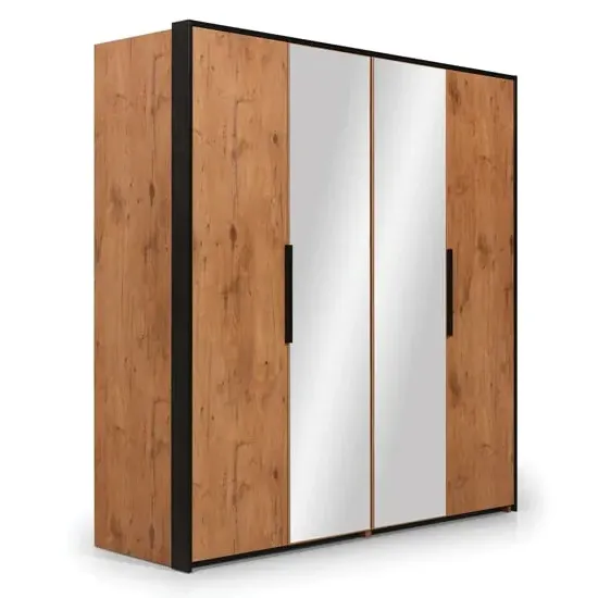 Logan Mirrored Wardrobe with Folding Doors - Lancelot Oak image