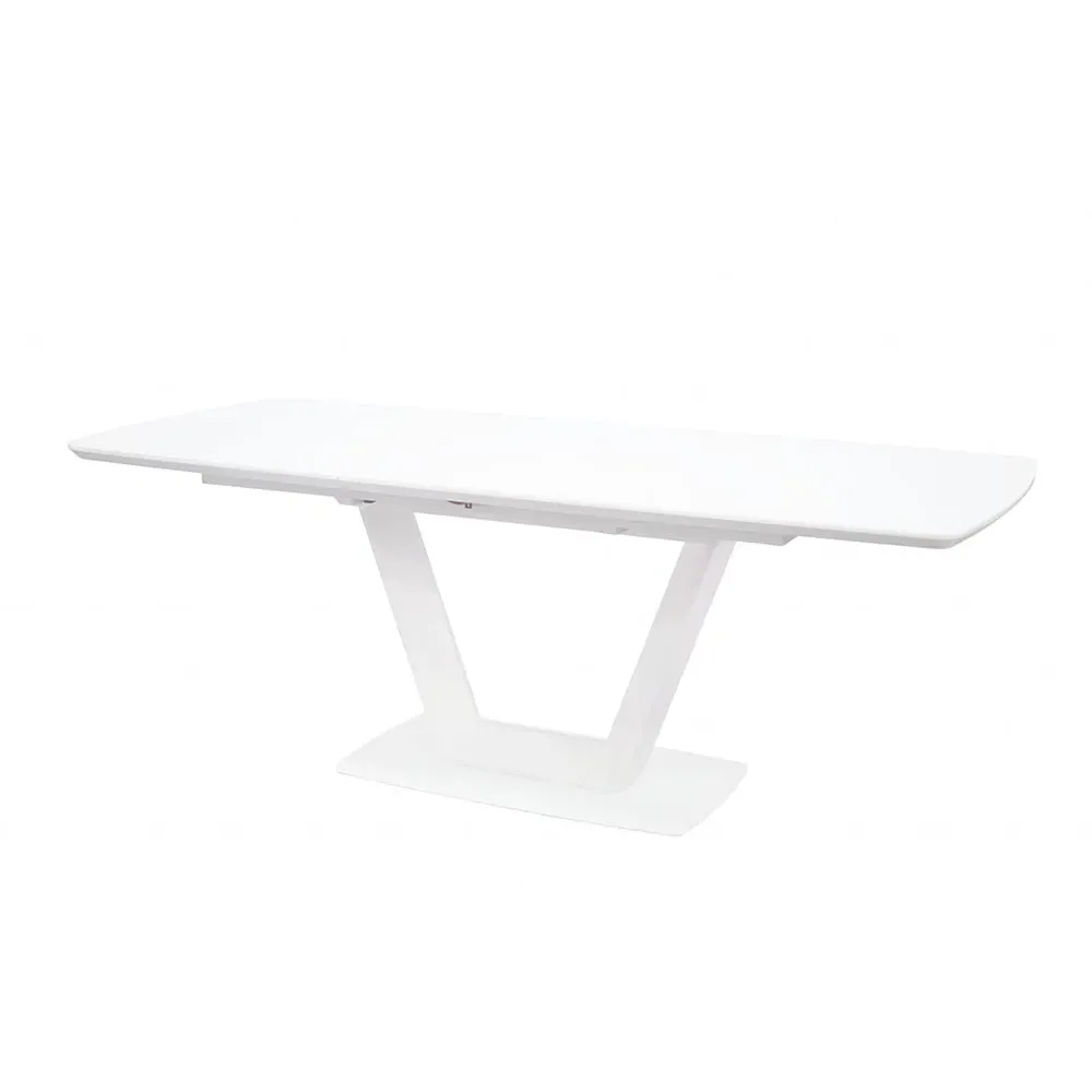 Logan Small Glass Extending Dining Table - White image