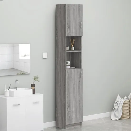 Logan Tall Storage Cabinet with Doors - Grey Sonoma Oak image