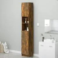 Logan Tall Storage Cabinet with Doors - Smoked Oak