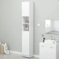 Logan Tall Storage Cabinet with Doors - White, Engineered Wood