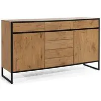 Logan Wooden Sideboard with 2 Doors 7 Drawers - Lancelot Oak