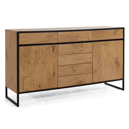Logan Wooden Sideboard with 2 Doors 7 Drawers - Lancelot Oak image