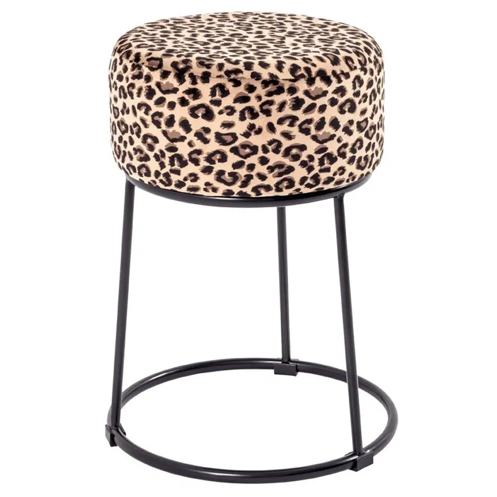Loleta Fabric Stool - Black Motif