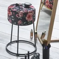 Loleta Fabric Stool - Rose Black Motif