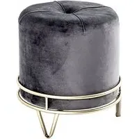 Loleta Round Fabric Stool - Anthracite, Gold Metal