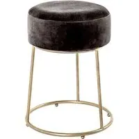 Loleta Tall Round Fabric Stool - Anthracite, Gold Metal