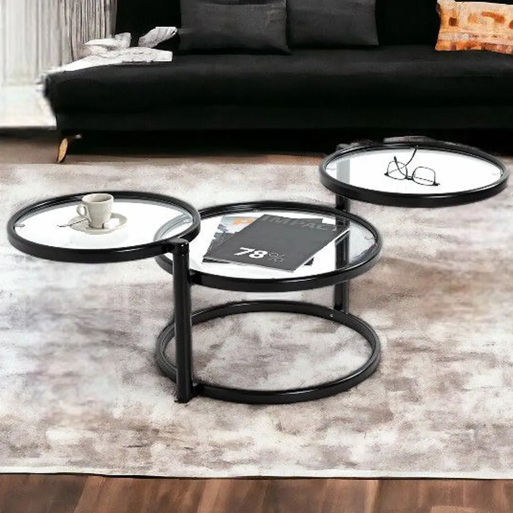 Londonderry Glass Coffee Table - Clear, Black Metal image