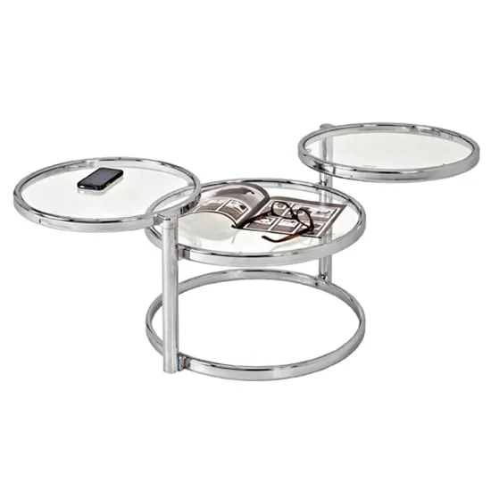 Londonderry Rotating Glass Coffee Table - Clear, Chrome
