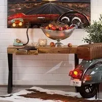 Longo Console Table with Metal Legs - Natural, Wood