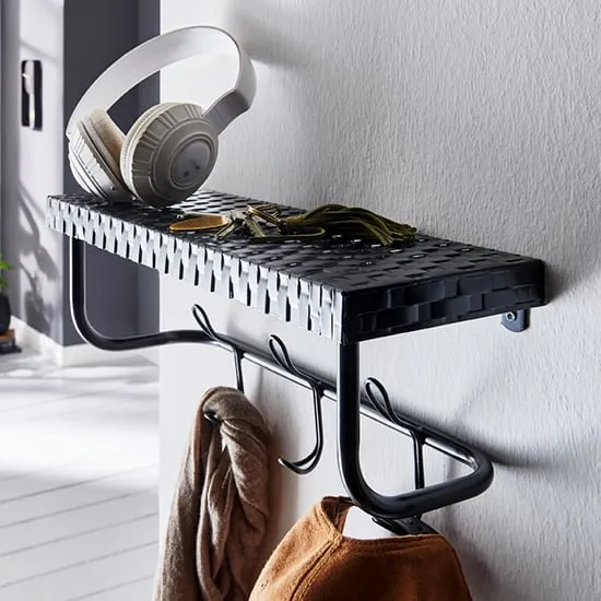 Longview Wall Hung Coat Rack 3 Hooks - Black, Metal product