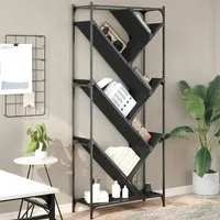 Looe Tree-Shaped Bookcase with Metal Frame - Black