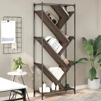 Looe Tree-Shaped Bookcase with Metal Frame - Brown Oak