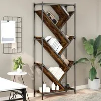 Looe Tree-Shaped Bookcase with Metal Frame - Smoked Oak