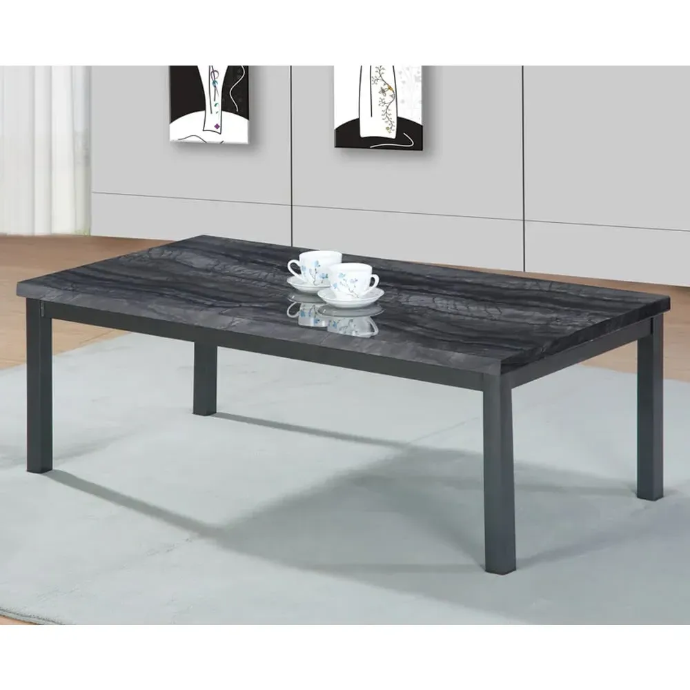 Lore High Gloss Coffee Table - Charcoal Black Marble Effect