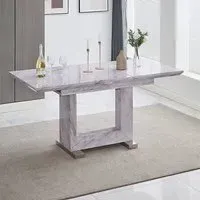 Lorence Extendable Dining Table - Grey, High Gloss