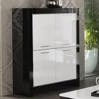 Lorenz Bar Unit with 4 Doors - Black and White, High Gloss