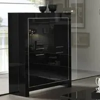 Lorenz Bar Unit with 4 Doors - Black, High Gloss