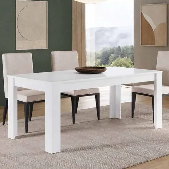 Lorenz Dining Table - White, High Gloss MDF