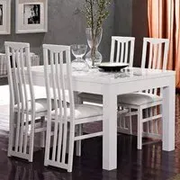 Lorenz Dining Table with 6 Cexa Chairs - White, MDF