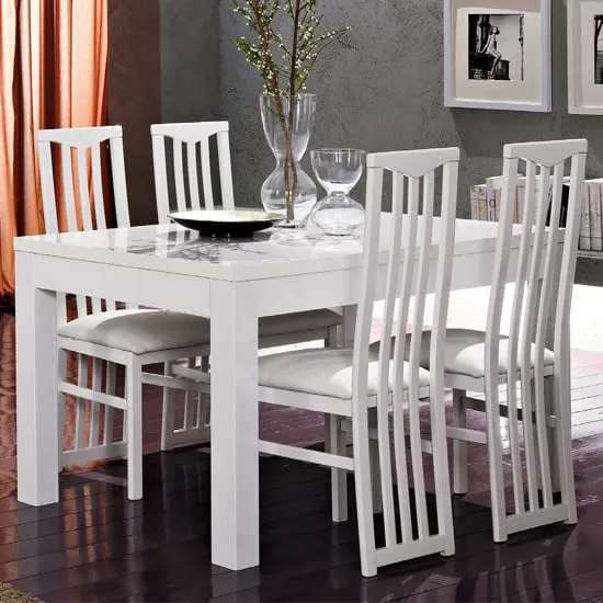 Lorenz Dining Table with 6 Cexa Chairs - White, MDF