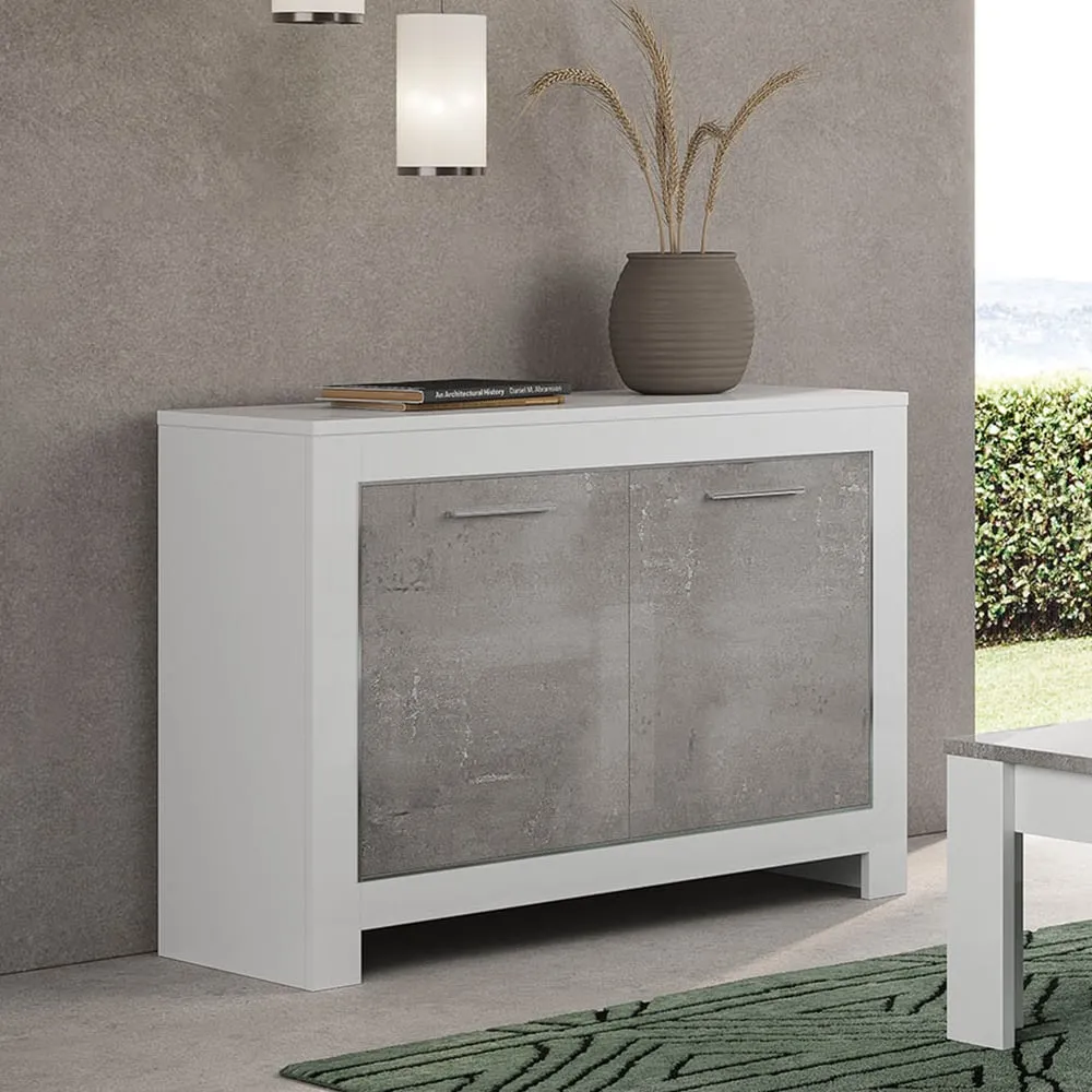 Lorenz High Gloss Sideboard 2 Doors - Grey, White image