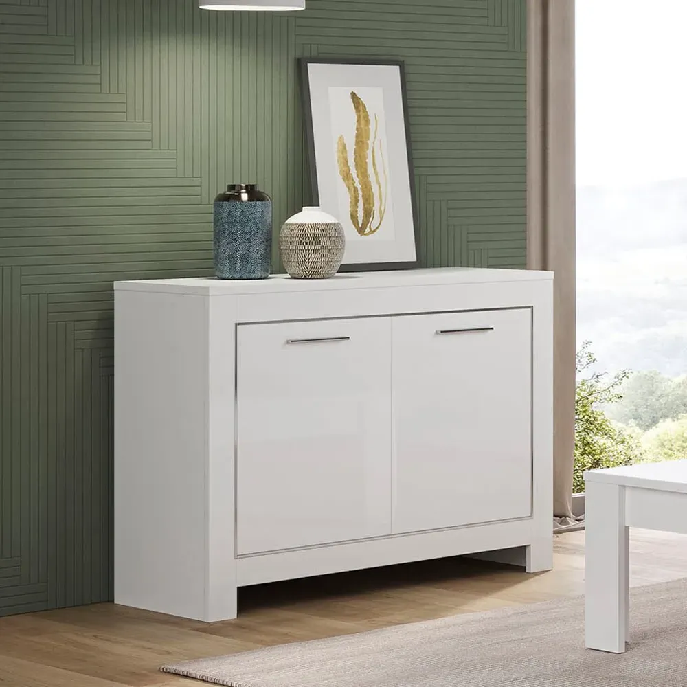Lorenz High Gloss Sideboard 2 Doors - White