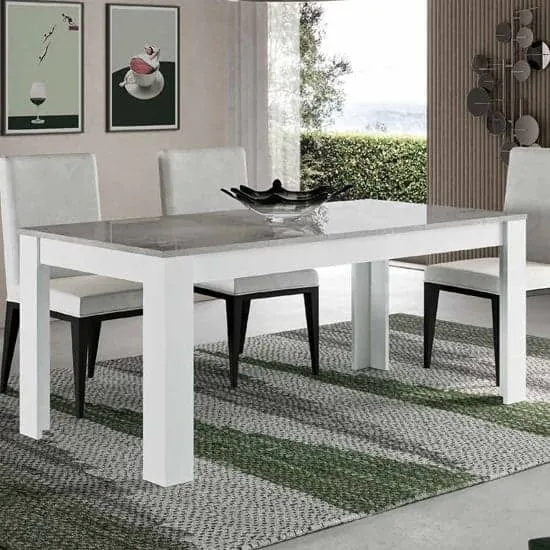 Lorenz Large Dining Table - White, Marble Effect