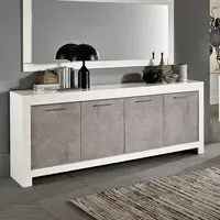 Lorenz Large Sideboard with Storage - White, Marble Effect