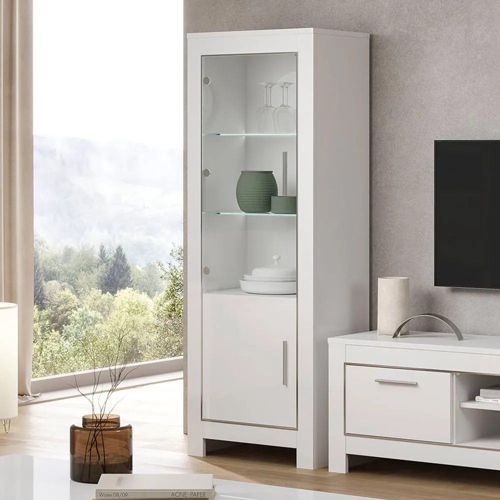 Lorenz Left Hand Display Cabinet with LED - White