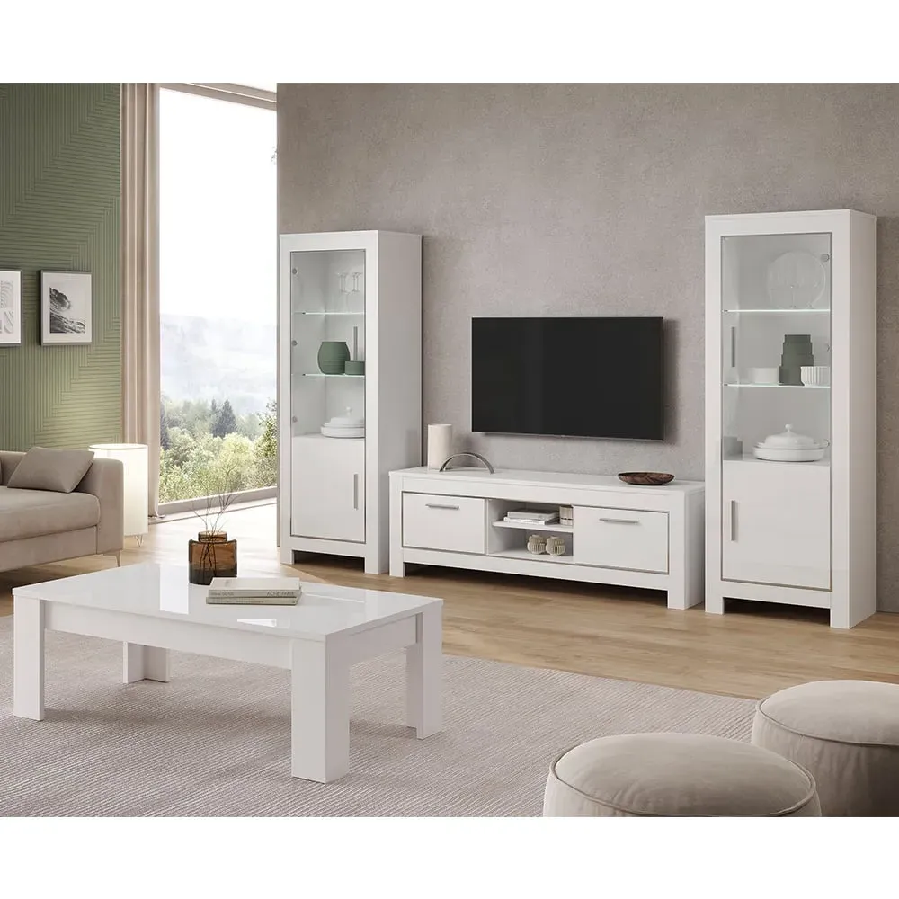 Lorenz Living Room Set with Coffee Table - White, MDF