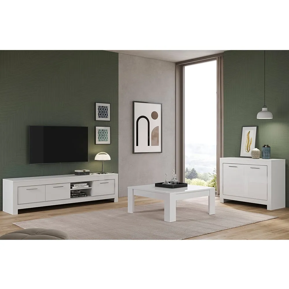 Lorenz Living Room Set with Sideboard - White, MDF