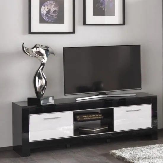 Lorenz Medium TV Stand with 2 Doors - Black and White