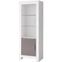 Lorenz Narrow Display Cabinet with LED - White, Grey Gloss alternate view