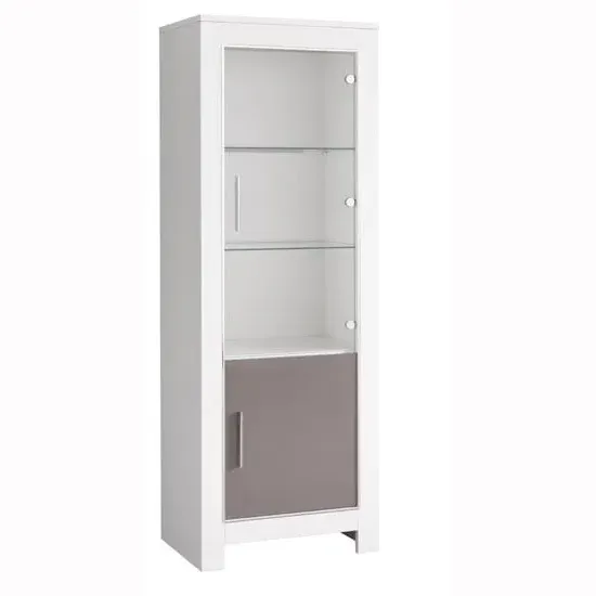 Lorenz Narrow Display Cabinet with LED - White, Grey Gloss product