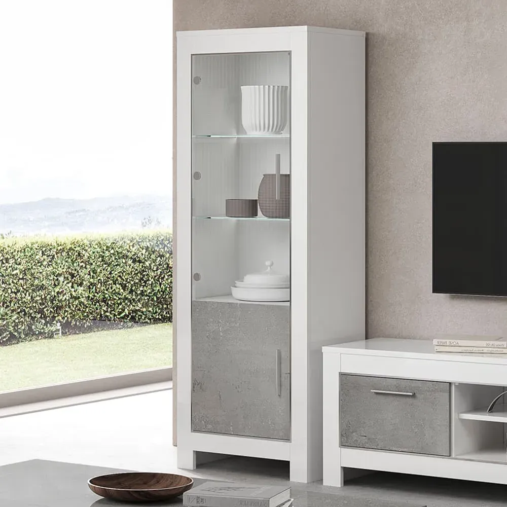 Lorenz Right Hand Display Cabinet with LED - Grey
