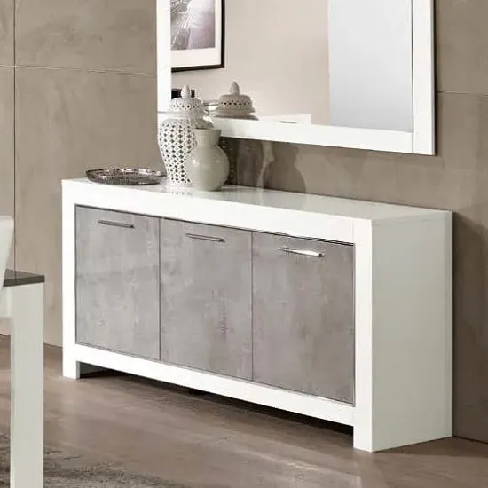 Lorenz Sideboard with Storage - White, Marble Effect