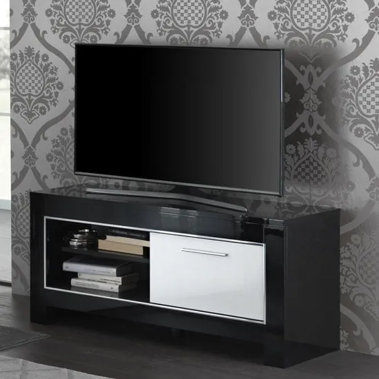 Lorenz Small TV Stand with 1 Door - Black and White image