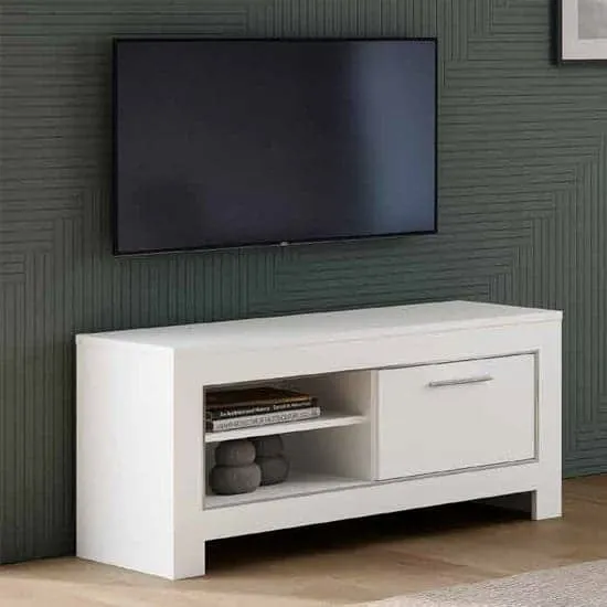 Lorenz Small TV Stand with 1 Door - White, High Gloss image