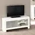 Lorenz Small TV Stand with Storage - White, Marble Effect
