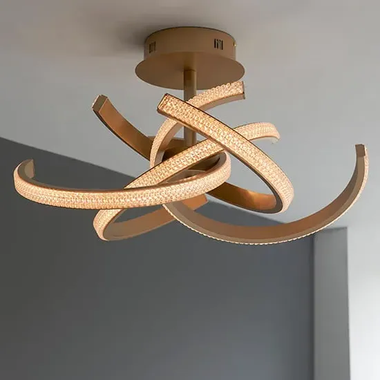 Lorenzo LED 4 Lights Semi Flush Ceiling Light - Satin Gold, Metal image