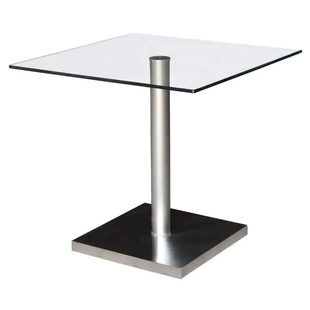 Lorenzo Square Dining Table - Clear Glass, Stainless Steel product