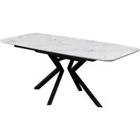 Loreto Extendable Dining Table - White Marble Effect, MDF