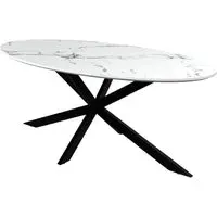 Loreto Oval Coffee Table - White Marble Effect