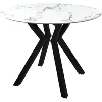 Loreto Round Dining Table - White Marble Effect