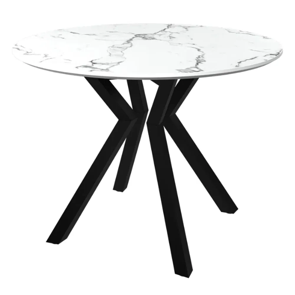 Loreto Round Dining Table - White Marble Effect