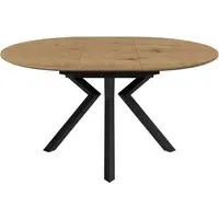 Loreto Round Extendable Dining Table - Natural Oak Effect, MDF