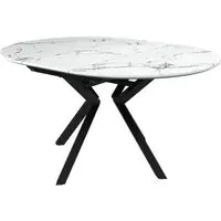 Loreto Round Extendable Dining Table - White Marble Effect, MDF